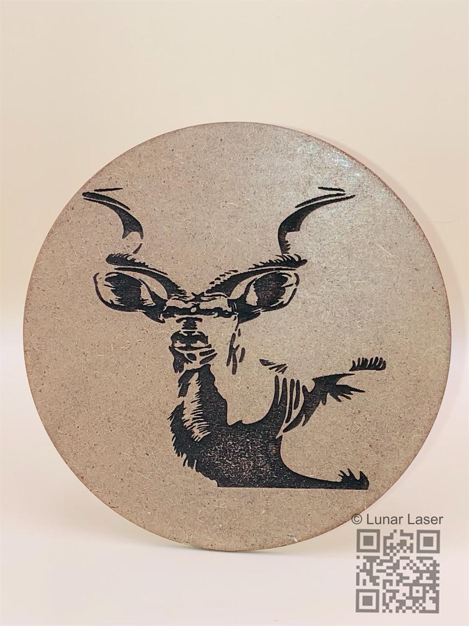 100x100x3mm Wooden Kudu Coaster