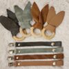 20240302_193308 Leather Bunny Ear Teether & Dummy Clip set