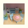 Doll House Dining Kitchen View 1 Dollhouse Large Pink and Teal