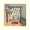 Doll House Patio View 1 Dollhouse Large Pink and Teal